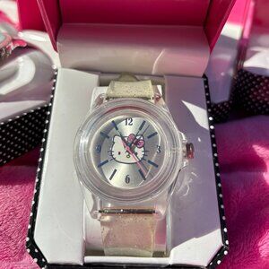 Sanrio Hello Kitty Braclet Watch - Silver Sparkle Band